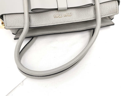 Miu Miu Madras Fiocco 2-way Gray Handbag