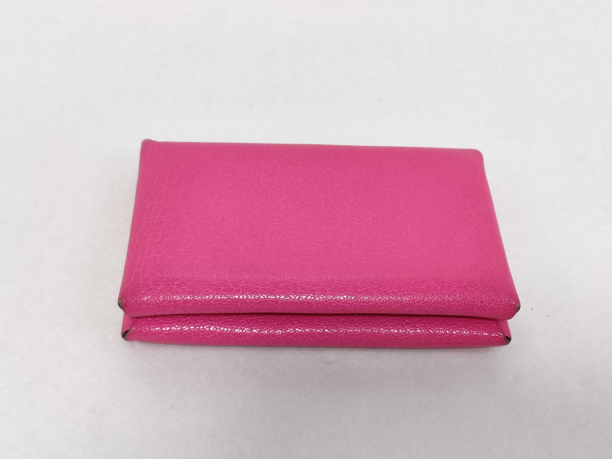 HERMES Calvi Duo Chevre Coin Case Pink Coin Case