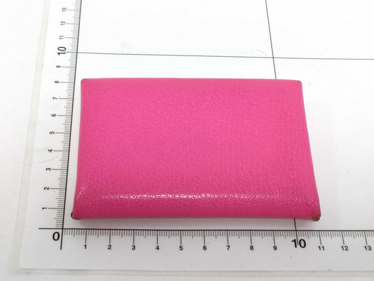 HERMES Calvi Duo Chevre Coin Case Pink Coin Case