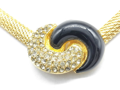 Dior GP Rhinestone Necklace/Black/Gold Necklace