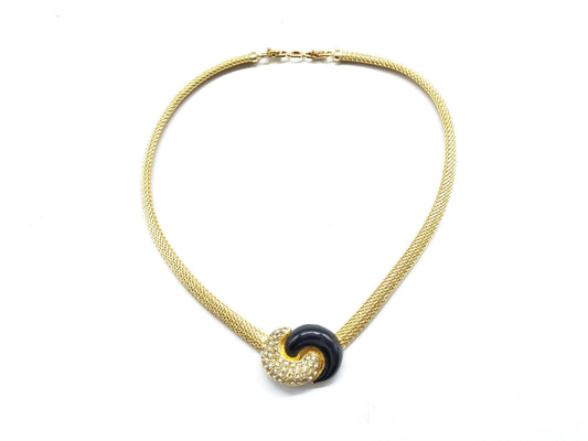 Dior GP Rhinestone Necklace/Black/Gold Necklace