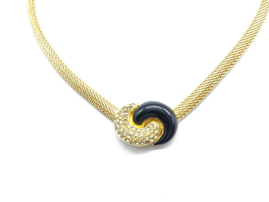 Dior GP Rhinestone Necklace/Black/Gold Necklace