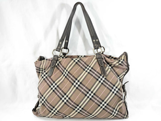 BURBERRY Blue Label Tote Bag Nylon Pink Check Tote Bag