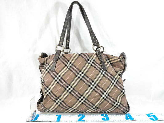 BURBERRY Blue Label Tote Bag Nylon Pink Check Tote Bag