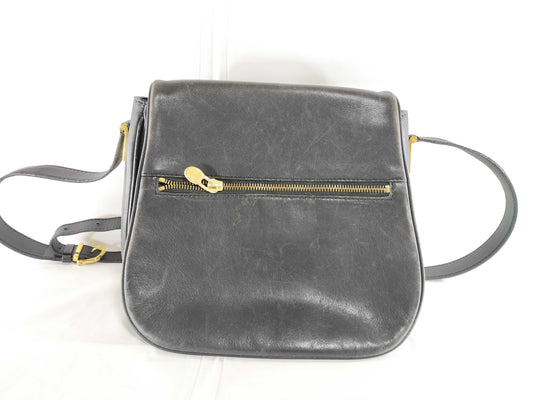 CELINE Old Leather Shoulder Bag in Black