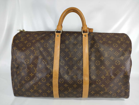 LOUIS VUITTON Monogram Keepall Bandouliere 55 Boston Bag 