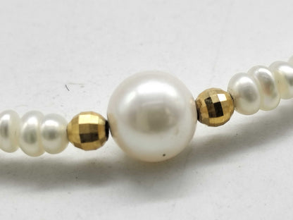 Pearl diameter: Approx. 2.8mm-3.3mm / 6.7mm, K18/METAL, 6.1g, Necklace 