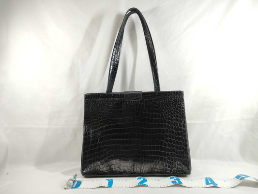 Salvatore Ferragamo Vara Embossed Black Tote Handbag