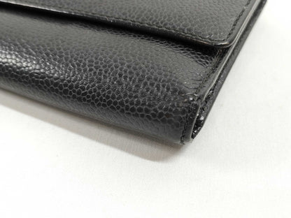 CHANEL Coco Mark Caviar Skin Coco Mark Bifold Wallet