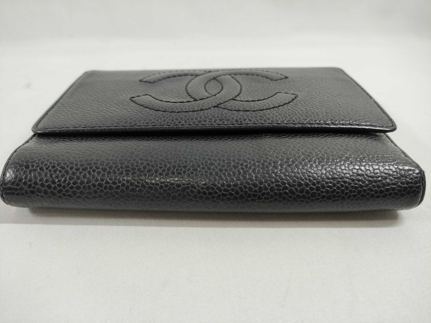 CHANEL Coco Mark Caviar Skin Coco Mark Bifold Wallet