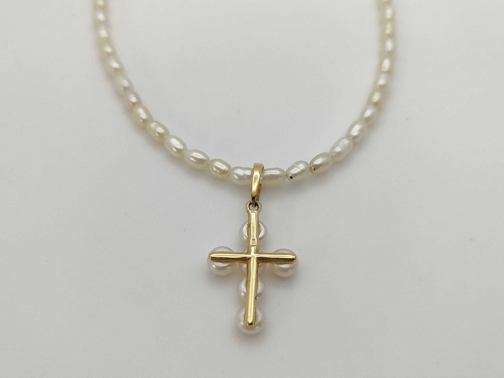 Pearl diameter: approx. 2.6mm-4.0mm, 18K gold, 5.9g, necklace 