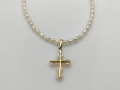 Pearl diameter: approx. 2.6mm-4.0mm, 18K gold, 5.9g, necklace 