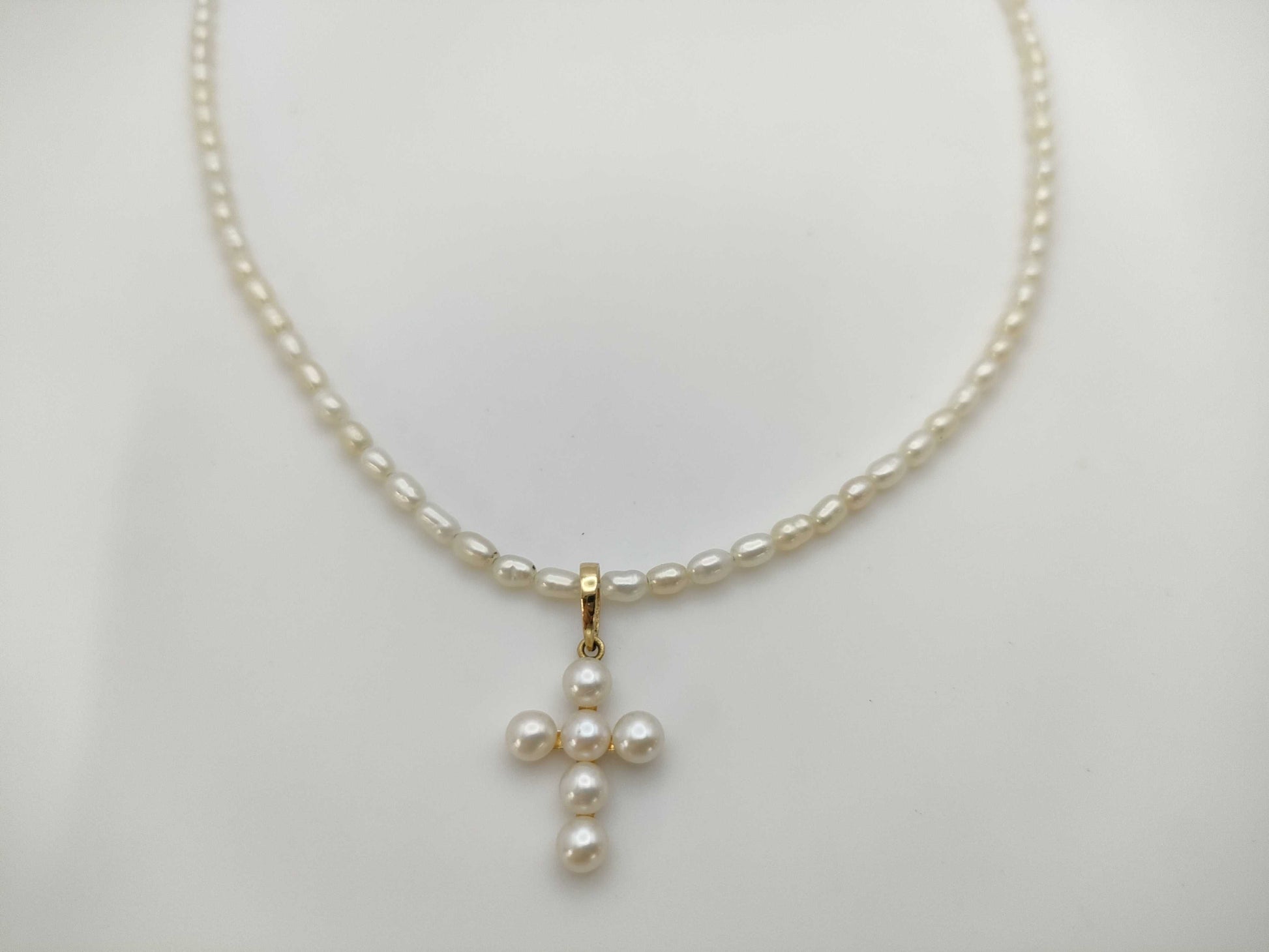 Pearl diameter: approx. 2.6mm-4.0mm, 18K gold, 5.9g, necklace 