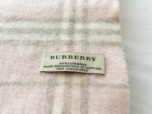 BURBERRY Check Cashmere Pink Scarf