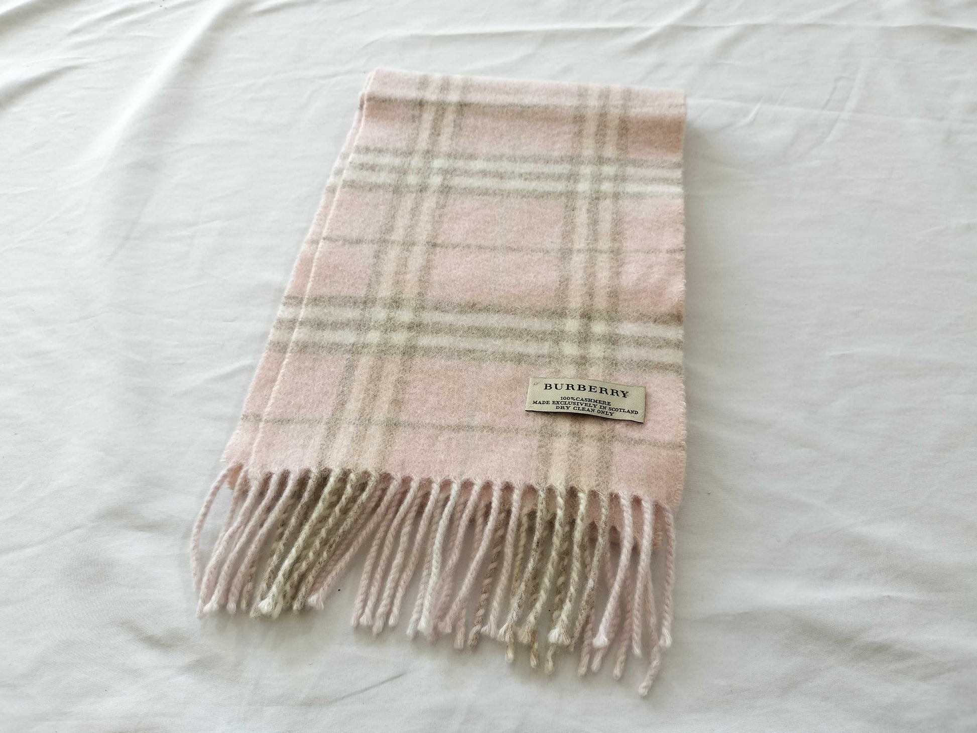 BURBERRY Check Cashmere Pink Scarf