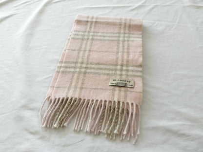 BURBERRY Check Cashmere Pink Scarf