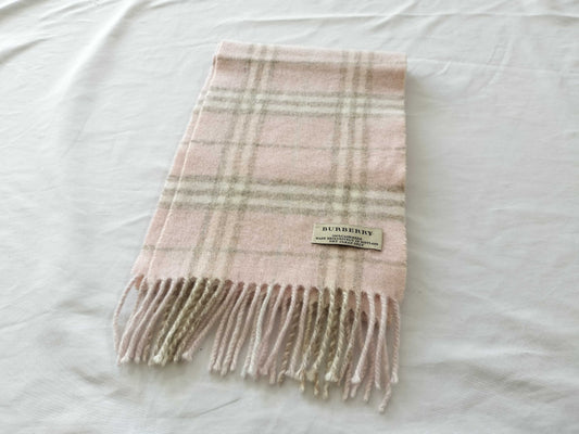 BURBERRY Check Cashmere Pink Scarf
