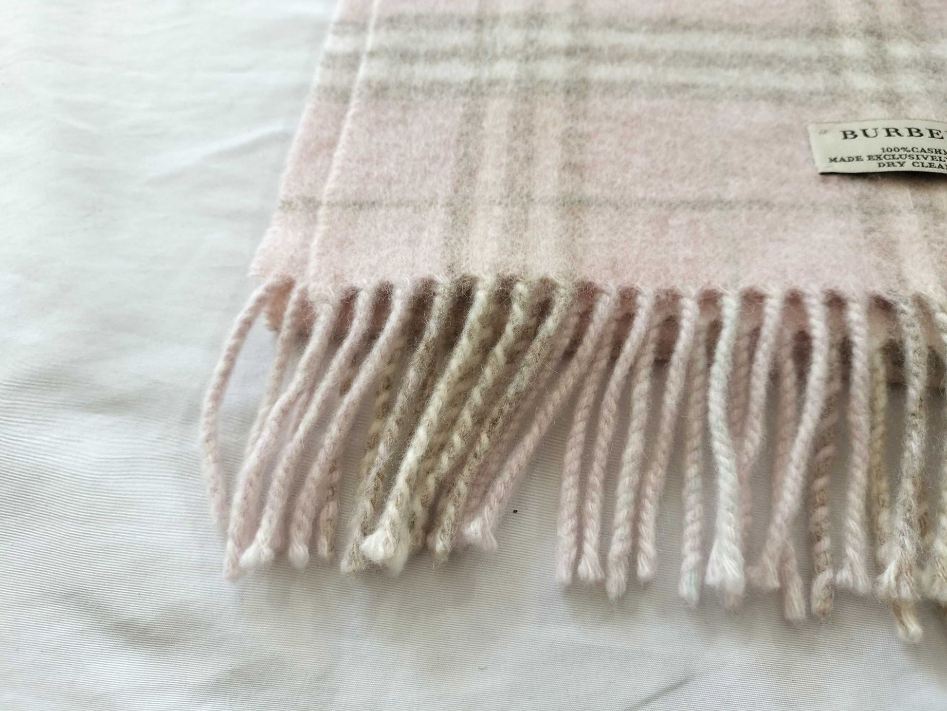 BURBERRY Check Cashmere Pink Scarf