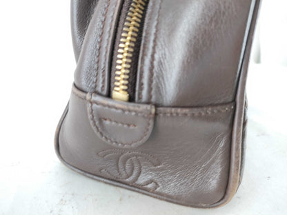 CHANEL Matelasse Pouch Matelasse Brown Clutch Bag