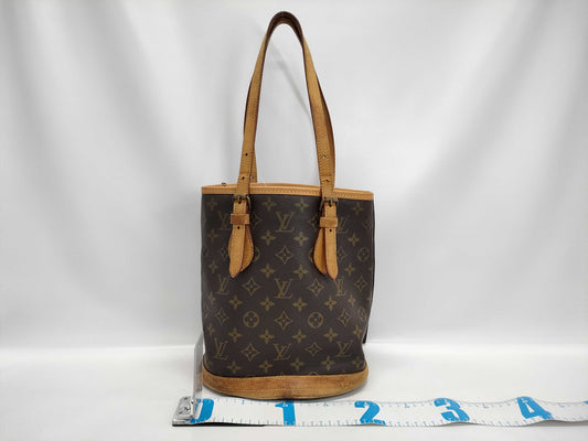 LOUIS VUITTON Monogram Bucket PM Tote Bag with Pouch