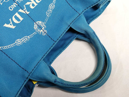 PRADA Canapa 2-way Blue Handbag
