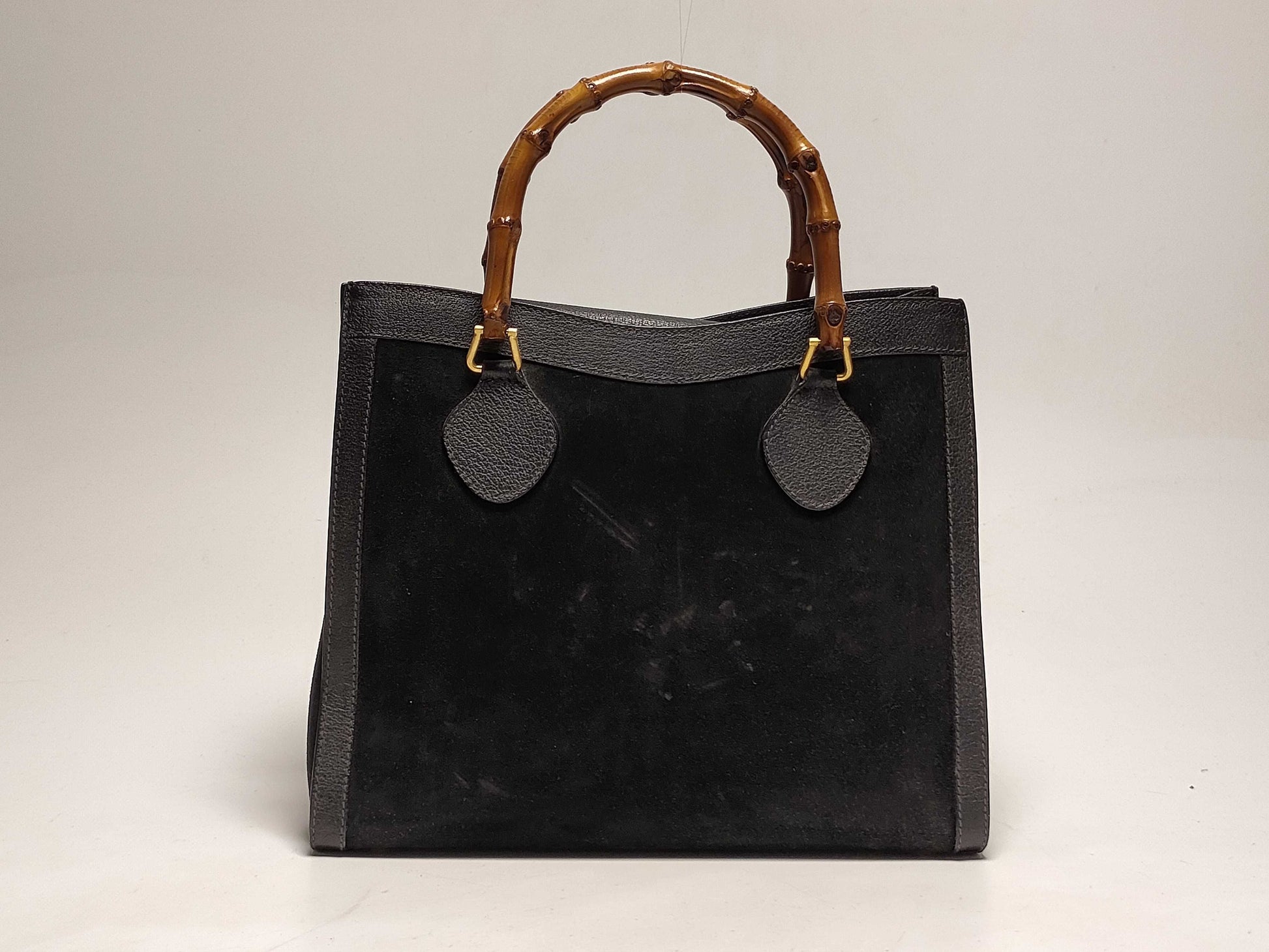 GUCCI Bamboo Suede Handbag