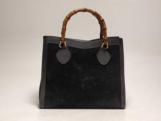 GUCCI Bamboo Suede Handbag