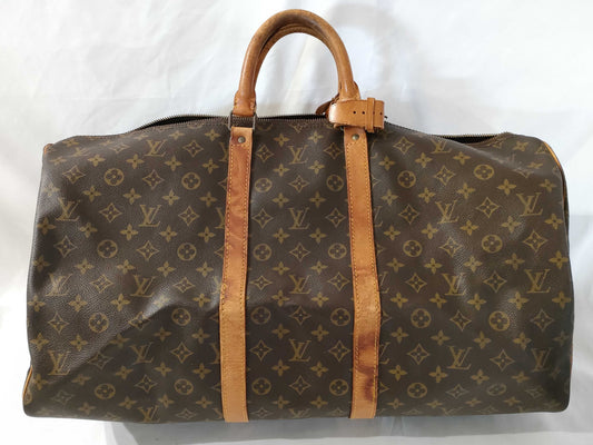 LOUIS VUITTON Monogram M41424 Keepall 55 Boston Bag with Broken Zipper