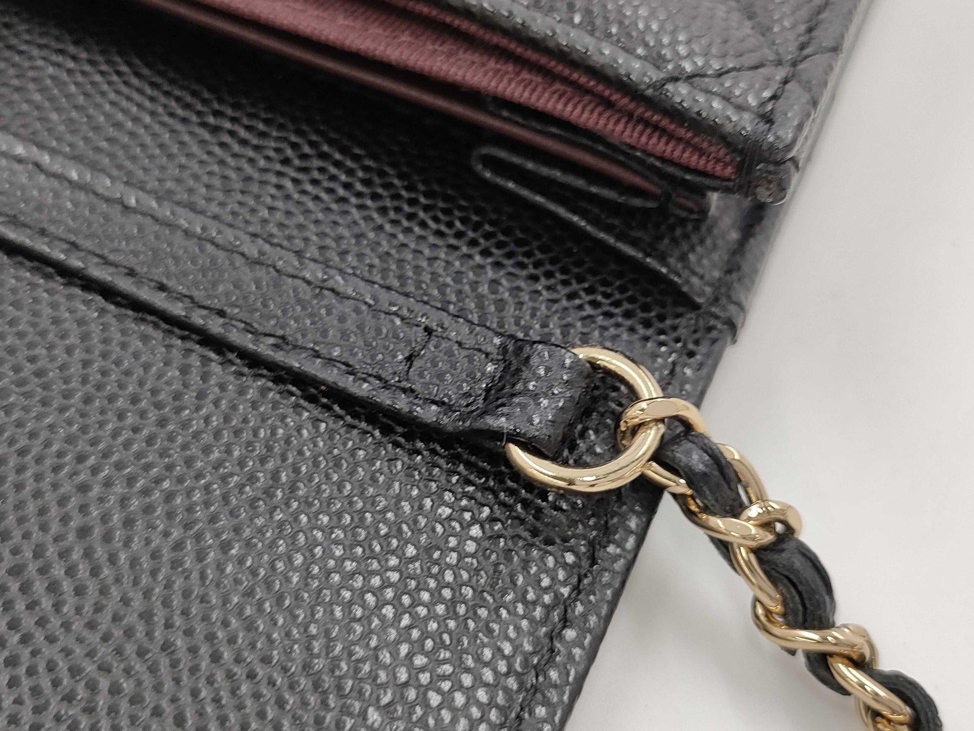 CHANEL Caviar Skin Mini Wallet Caviar Skin Chain Wallet