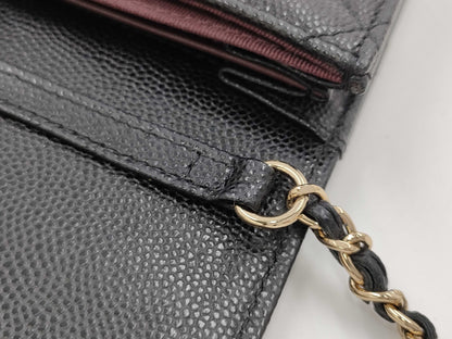 CHANEL Caviar Skin Mini Wallet Caviar Skin Chain Wallet