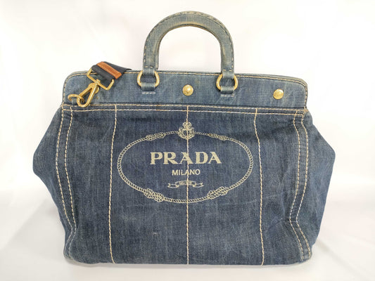 PRADA Denim Tote Bag 2-Way Tote Bag