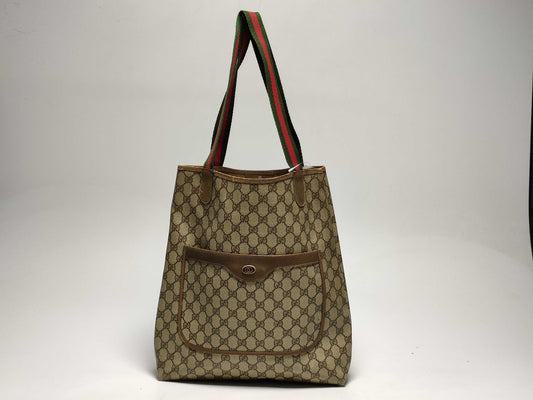 GUCCI GG Supreme Sherry Line Tote Bag