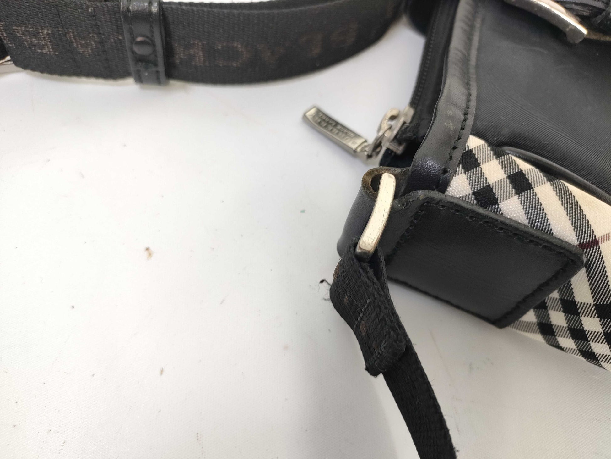 BURBERRY BLACK LABEL Nylon Check Shoulder Bag