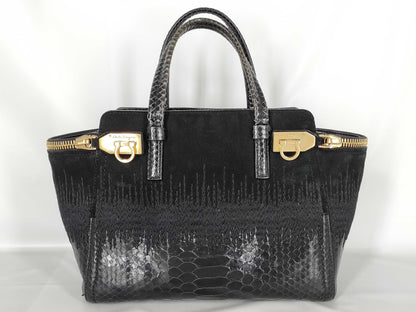 Salvatore Ferragamo Gancini Python/Suede Handbag