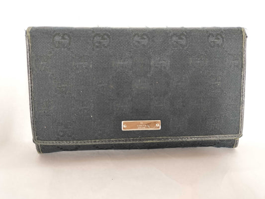 GUCCI GG Canvas Long Wallet Black Wallet