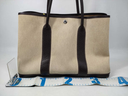 HERMES Garden Party Toile H Beige G Stamp Tote Bag