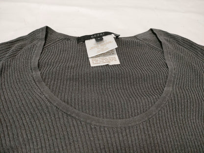 GUCCI Long Sleeve Metal Logo Silk Top