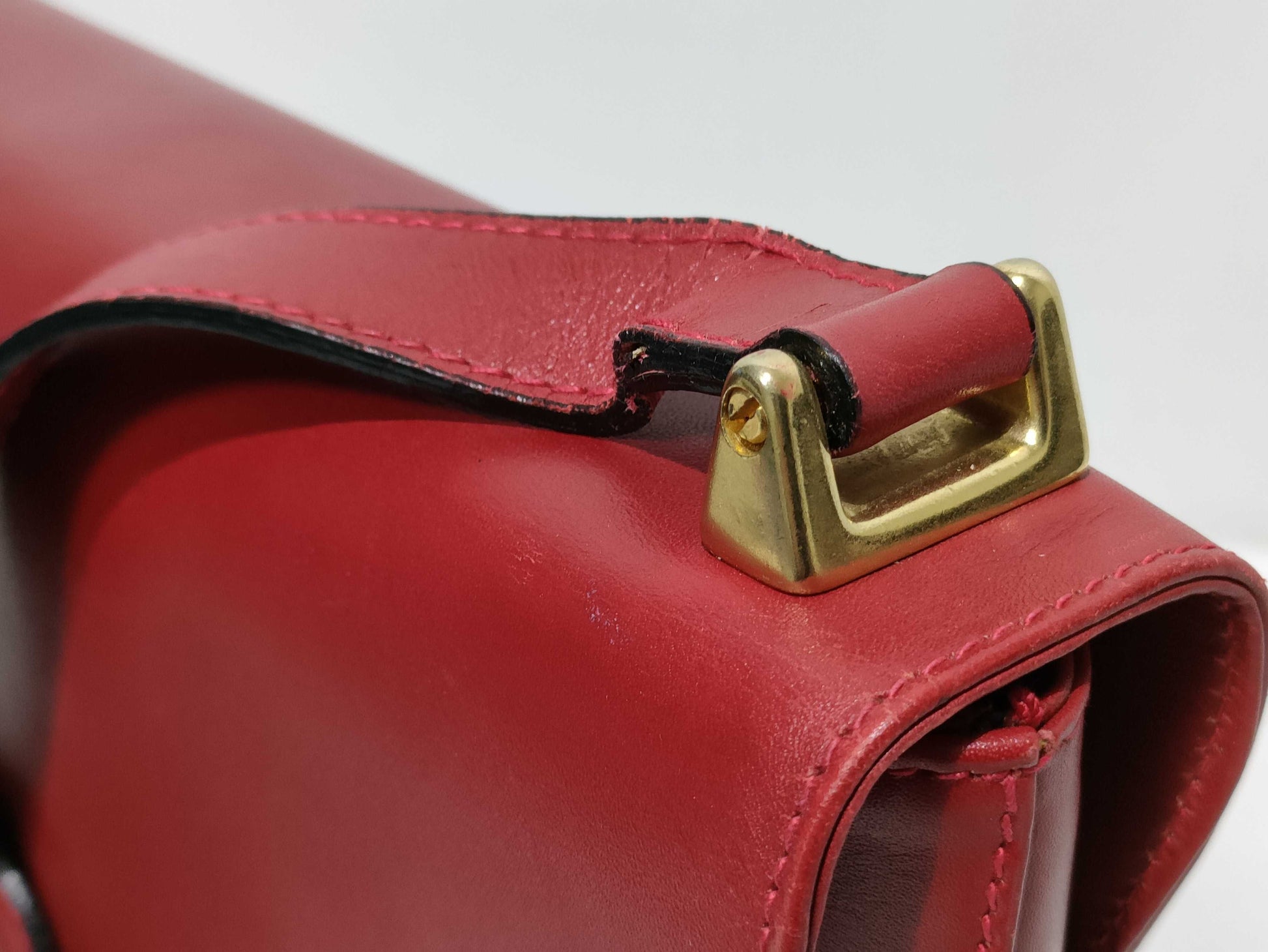 Salvatore Ferragamo Red Bucket Stud Shoulder Bag