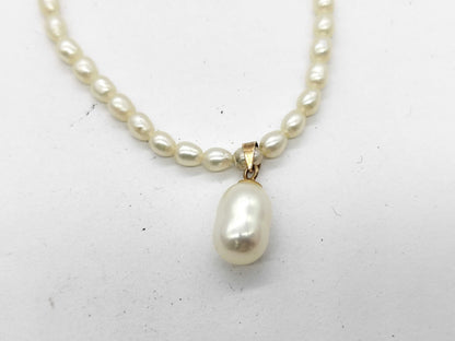 Pearl diameter: Approx. 2.8mm-3.3mm/7.4mm*10.8mm, 585/METAL, 7.4g, Necklace 