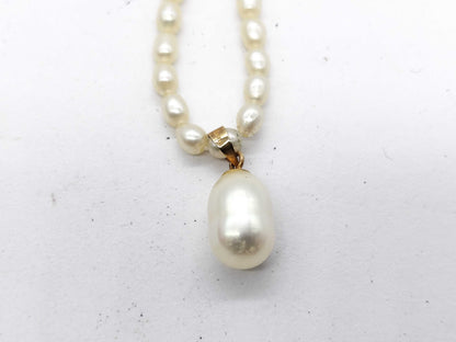 Pearl diameter: Approx. 2.8mm-3.3mm/7.4mm*10.8mm, 585/METAL, 7.4g, Necklace 