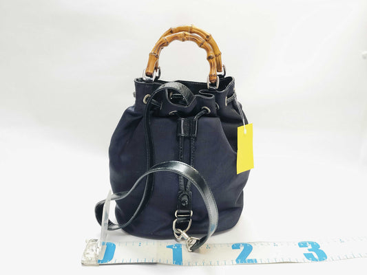 GUCCI Bamboo Nylon 2-Way Handbag 003・2854・0060・5 Black Shoulder Bag