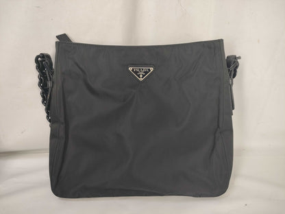 PRADA Nylon Plastic Chain Triangle Tag Shoulder Bag
