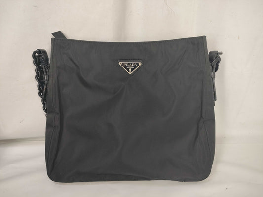 PRADA Nylon Plastic Chain Triangle Tag Shoulder Bag