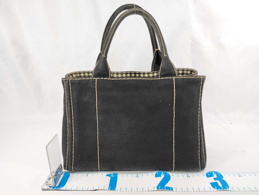 PRADA Canapa Denim Handbag Black 1BG439 Handbag