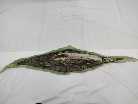 HERMES Pleated Carre Green Scarf