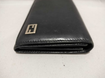 FENDI FENDI Leather Logo Long Wallet
