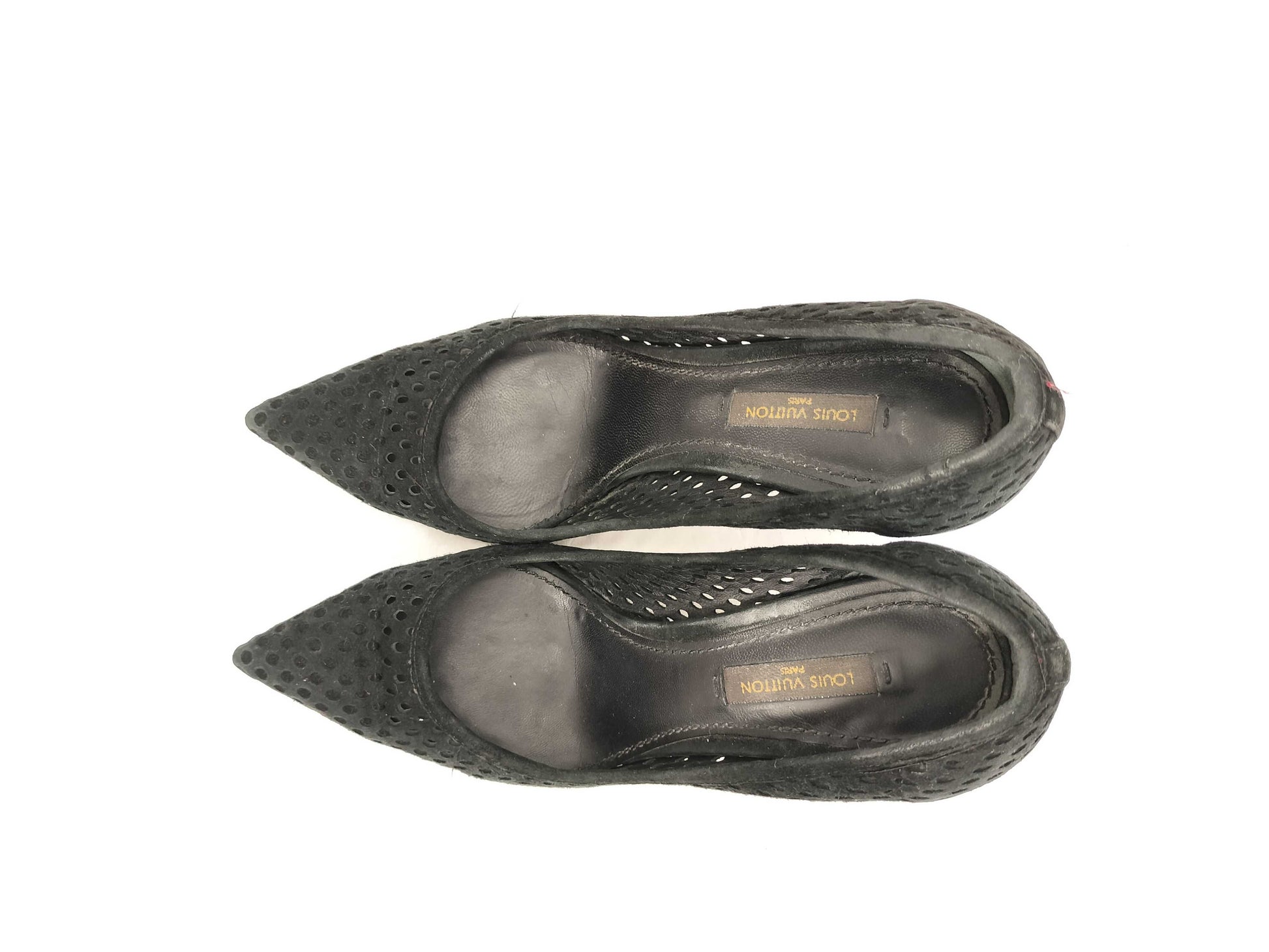 LOUIS VUITTON Suede Mesh Heel Pumps