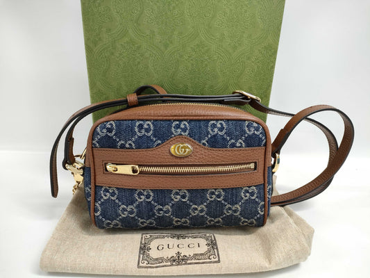 GUCCI GG Jacquard Denim Shoulder Bag 493075 Two-Tone Shoulder Bag