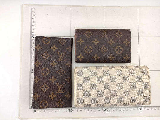 LOUIS VUITTON Damier Azur Portefeuille Sarah/Monogram Wallet *2 pieces Total 3 pieces Junk Wallet