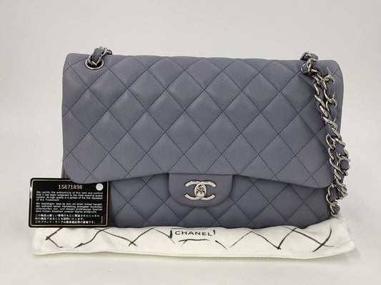 CHANEL Calfskin Matelasse 30 Double Flap Chain Shoulder Bag